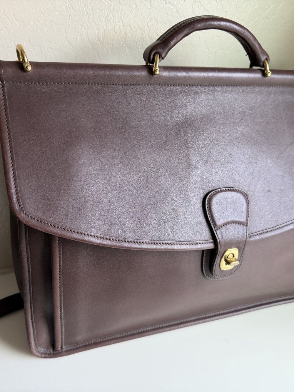 Vintage Coach Brown Leather Beekman Briefcase Messenger Bag Brass Hardware